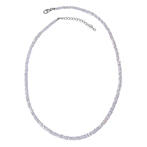 D'Joy Rainbow Moonstone 65.00 ctw Beaded Necklace in Rhodium Over Sterling Silver 18-20 Inches (Del. in 8-10 Days) 