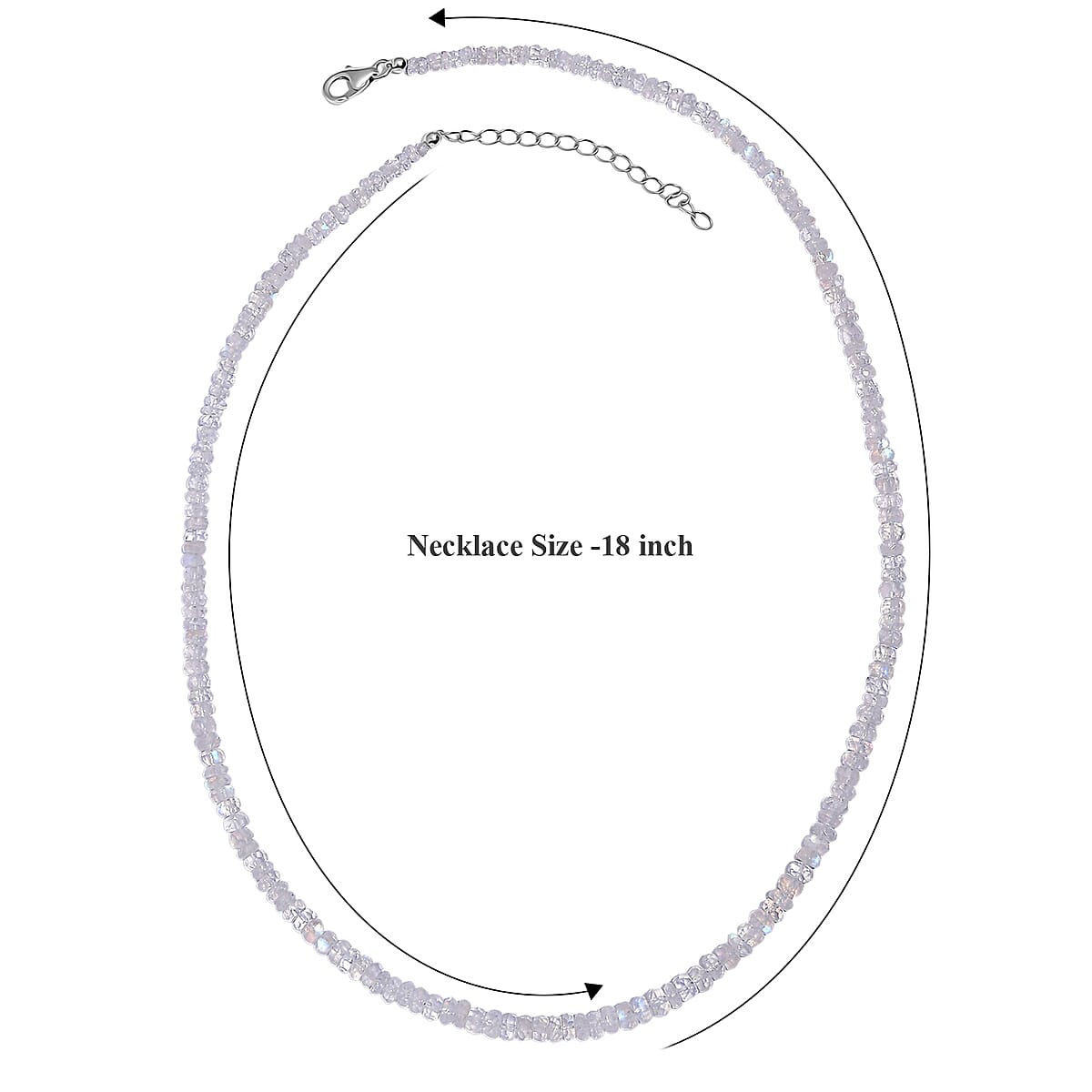 D'Joy Rainbow Moonstone 65.00 ctw Beaded Necklace in Rhodium Over Sterling Silver 18-20 Inches (Del. in 8-10 Days)  image number 5