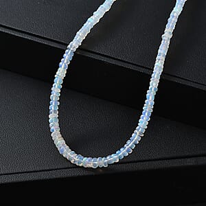 D'Joy Ethiopian Welo Opal 35.00 ctw Beaded Necklace in Rhodium Over Sterling Silver 18-20 Inches