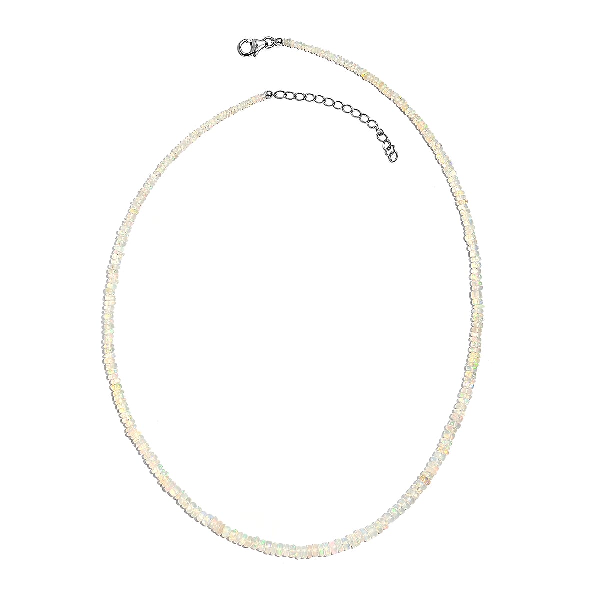 D'Joy Ethiopian Welo Opal 35.00 ctw Beaded Necklace in Rhodium Over Sterling Silver 18-20 Inches (Del. in 8-10 Days) image number 3