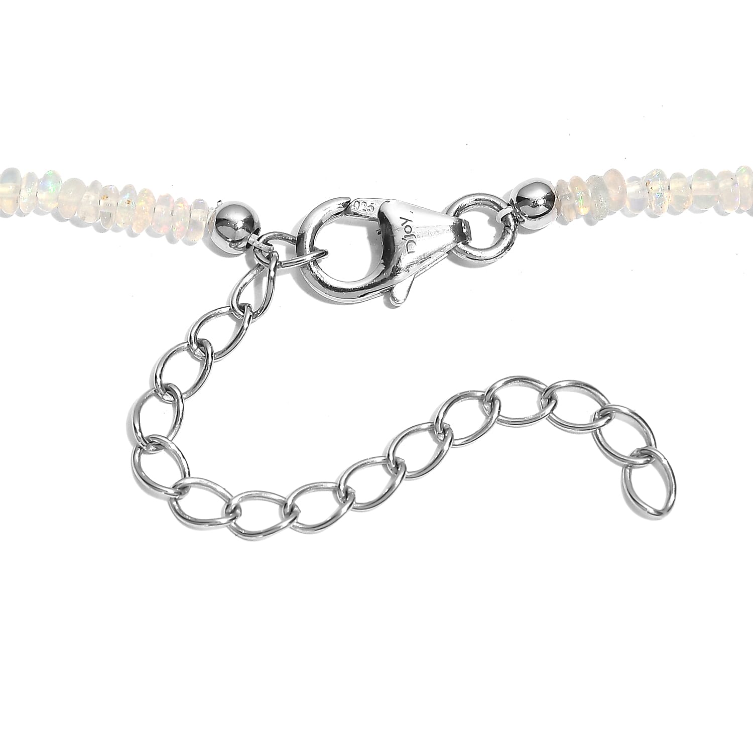 D'Joy Ethiopian Welo Opal 35.00 ctw Beaded Necklace in Rhodium Over Sterling Silver 18-20 Inches