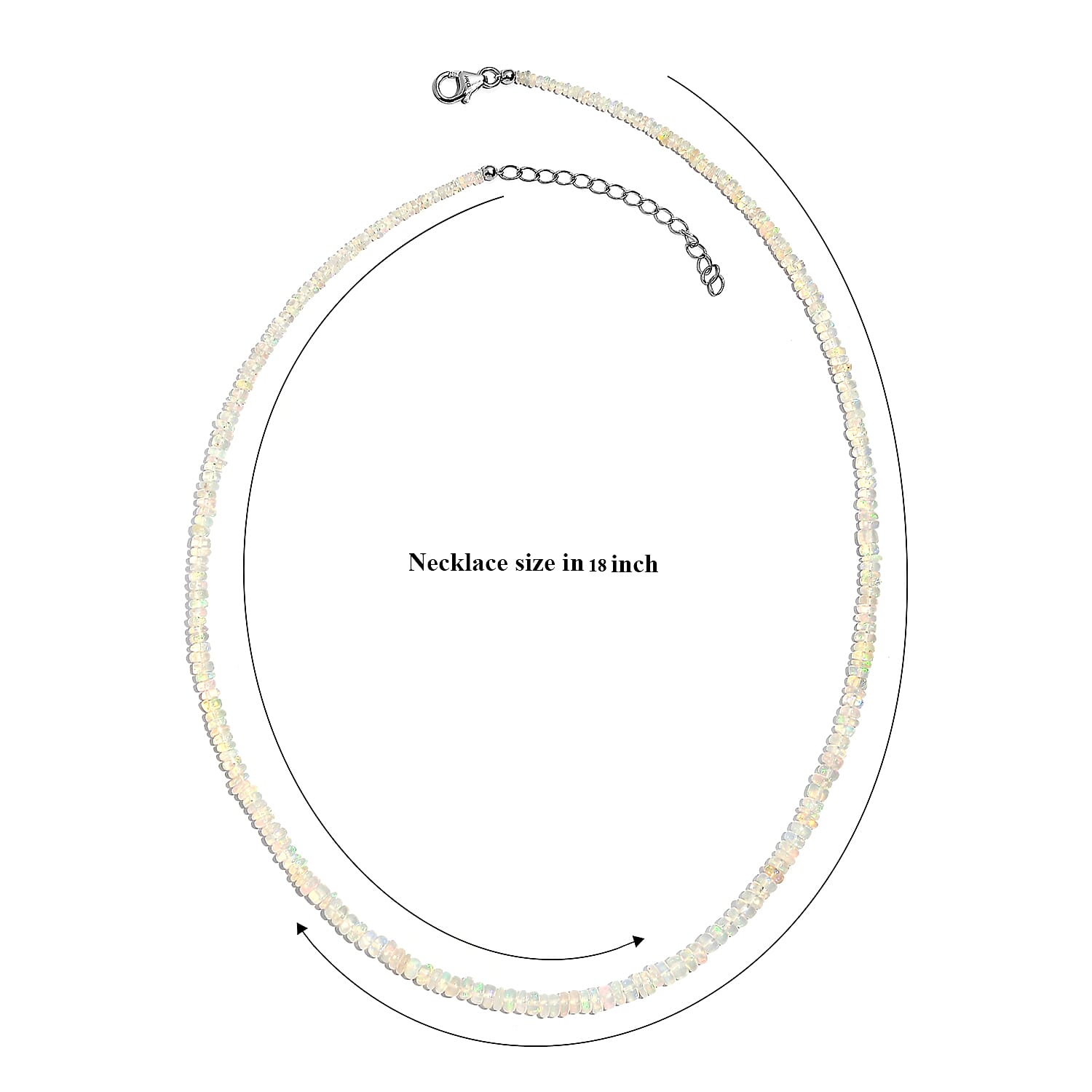 D'Joy Ethiopian Welo Opal 35.00 ctw Beaded Necklace in Rhodium Over Sterling Silver 18-20 Inches