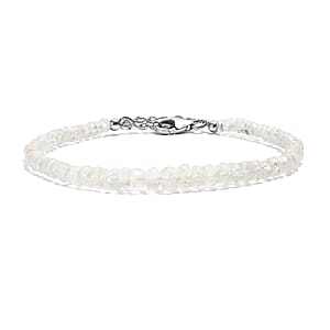 D'Joy Rainbow Moonstone 25.00 ctw Bracelet in Rhodium Over Sterling Silver (7.25 In)