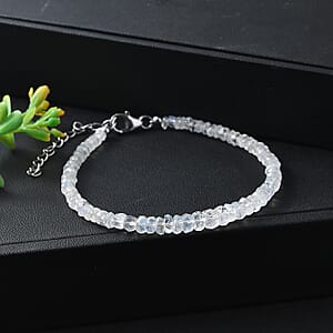 D'Joy Rainbow Moonstone 25.00 ctw Bracelet in Rhodium Over Sterling Silver (7.25 In)