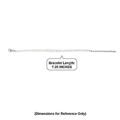 D'Joy Rainbow Moonstone 25.00 ctw Beaded Bracelet in Rhodium Over Sterling Silver (7.25-9.25In)