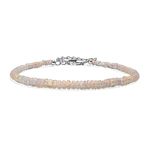 D'Joy Ethiopian Welo Opal 14.00 ctw Bracelet in Rhodium Over Sterling Silver (7.25-9.25In)