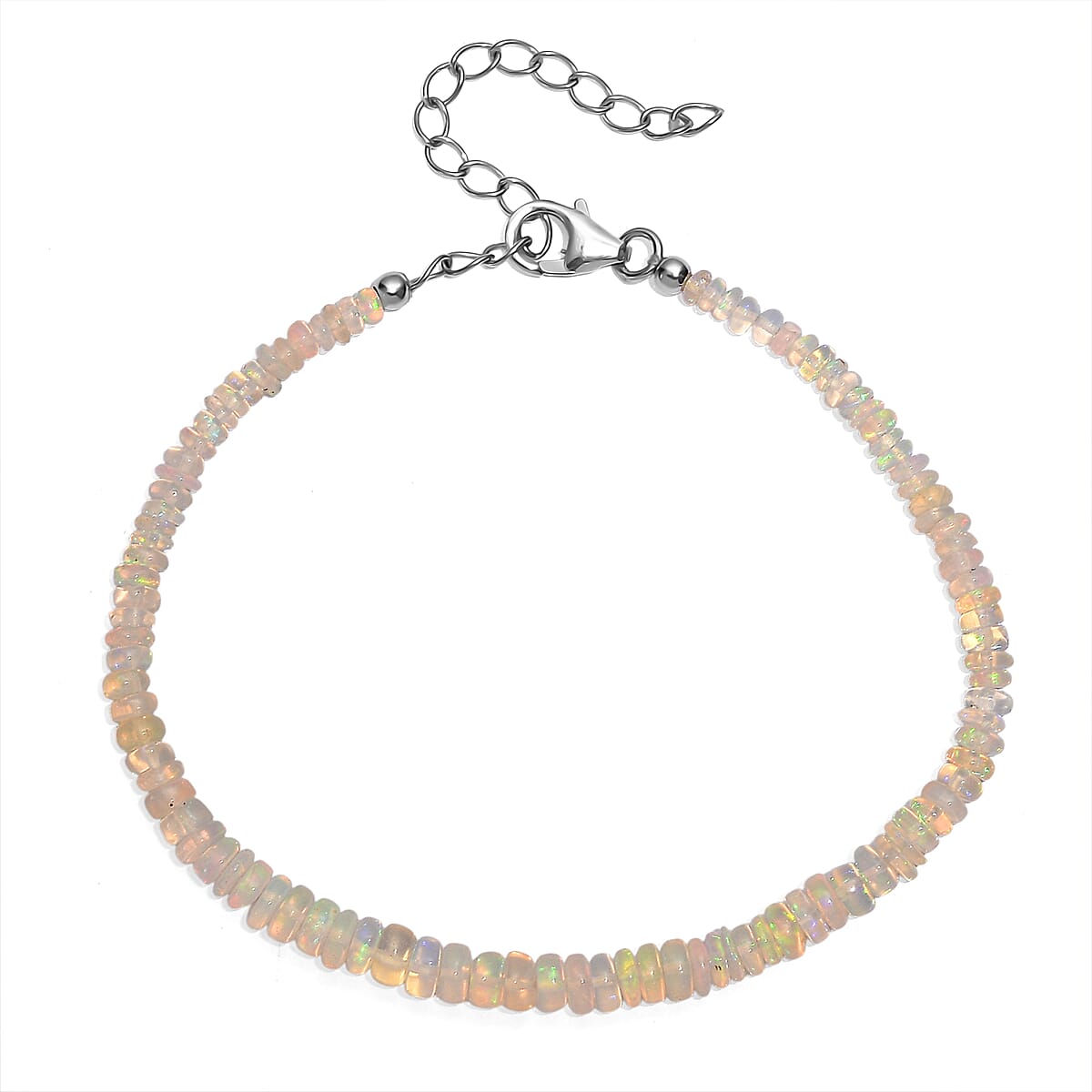 D'Joy Ethiopian Welo Opal 14.00 ctw Bracelet in Rhodium Over Sterling Silver (7.25-9.25In) image number 3