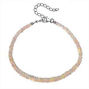 D'Joy Ethiopian Welo Opal 14.00 ctw Bracelet in Rhodium Over Sterling Silver (7.25-9.25In)