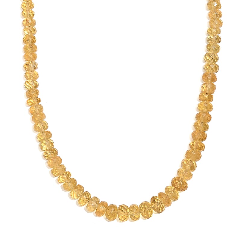 D'Joy AAA Brazilian Heliodor 75.00 ctw Beaded Necklace in 18K Vermeil Yellow Gold Over Sterling Silver 18-20 Inches