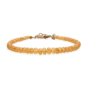 D'Joy AAA Brazilian Heliodor 30.00 ctw Beaded Bracelet in 18K Vermeil Yellow Gold Over Sterling Silver (7.25-9.25In)
