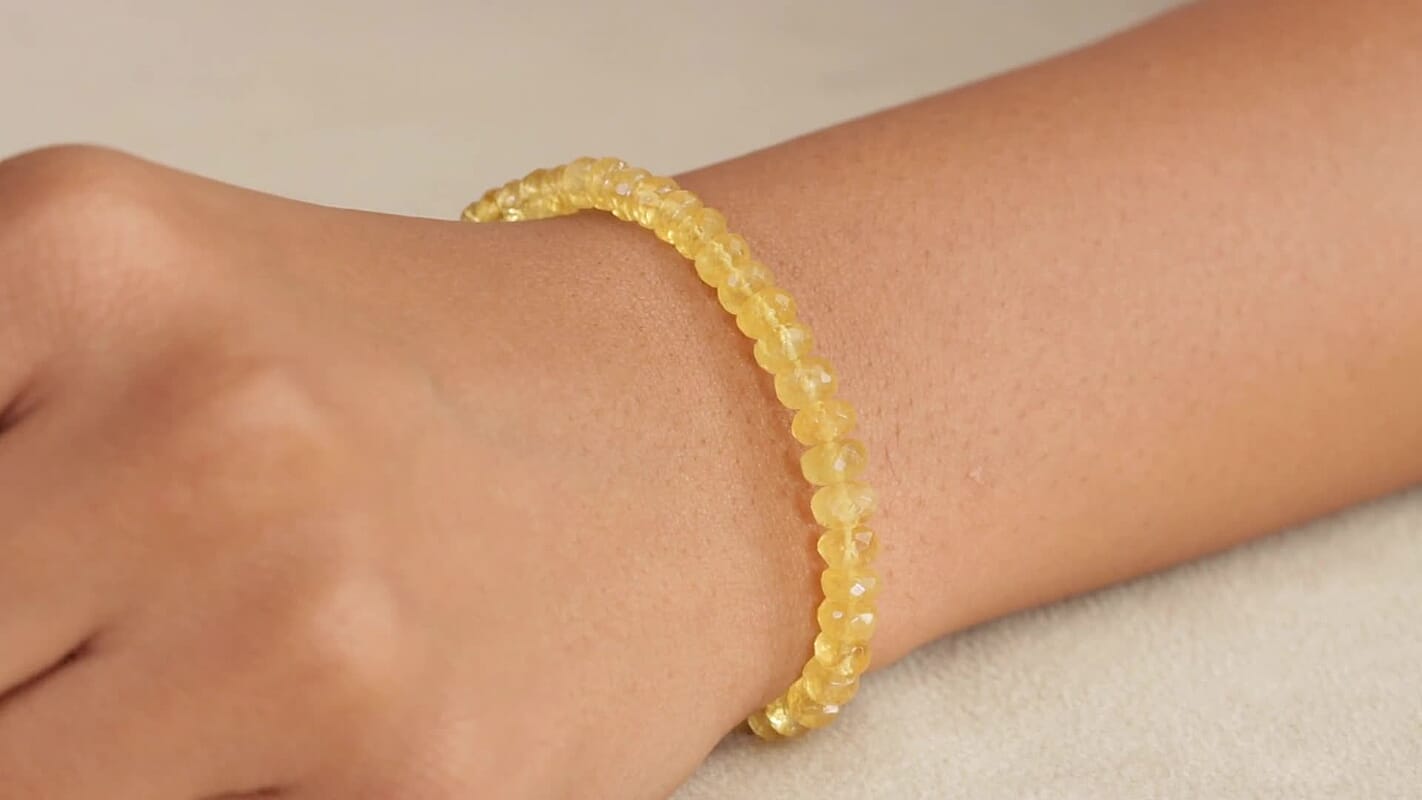 D'Joy AAA Brazilian Heliodor 30.00 ctw Beaded Bracelet in 18K Vermeil Yellow Gold Over Sterling Silver (7.25-9.25In)