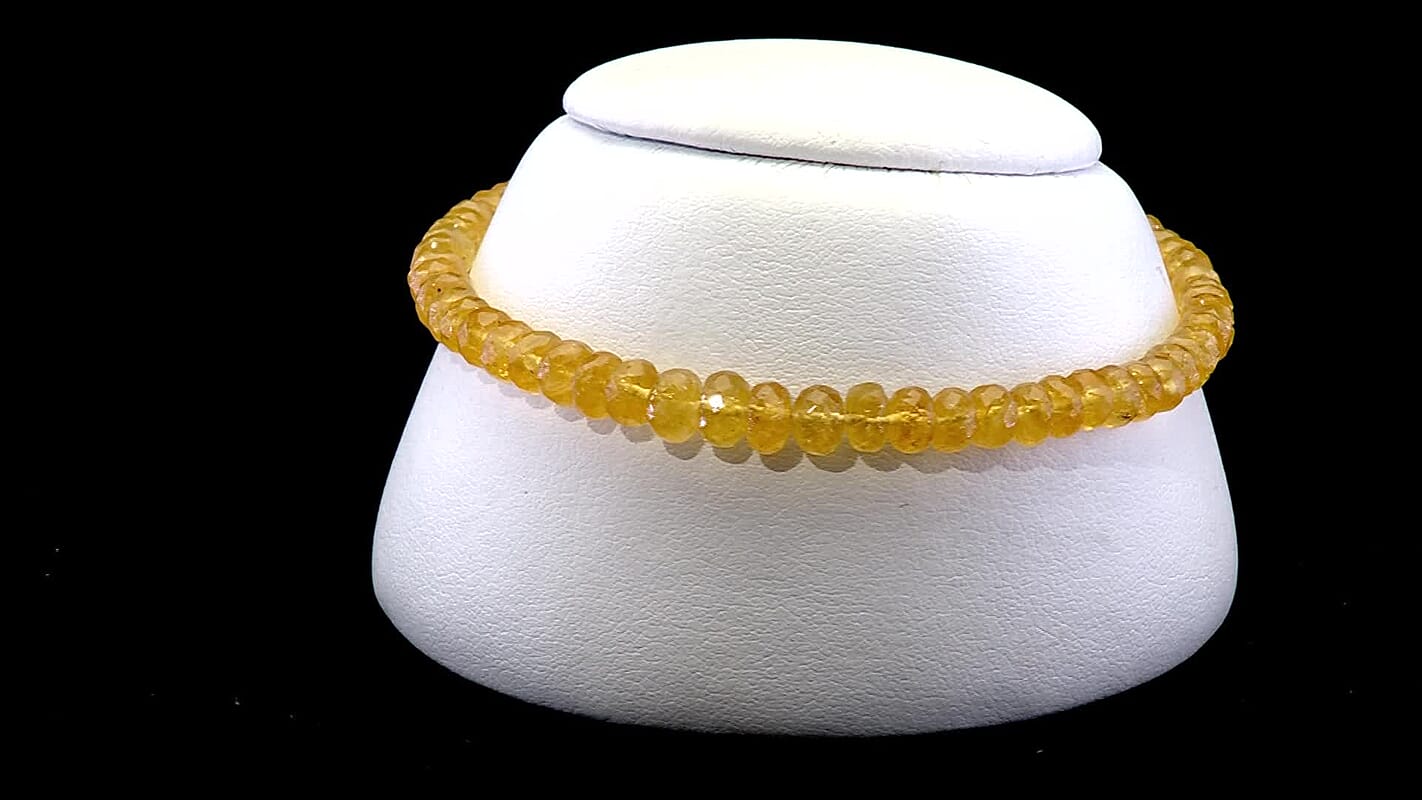 D'Joy AAA Brazilian Heliodor 30.00 ctw Beaded Bracelet in 18K Vermeil Yellow Gold Over Sterling Silver (7.25-9.25In)