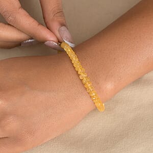 D'Joy AAA Brazilian Heliodor 30.00 ctw Beaded Bracelet in 18K Vermeil Yellow Gold Over Sterling Silver (7.25-9.25In)