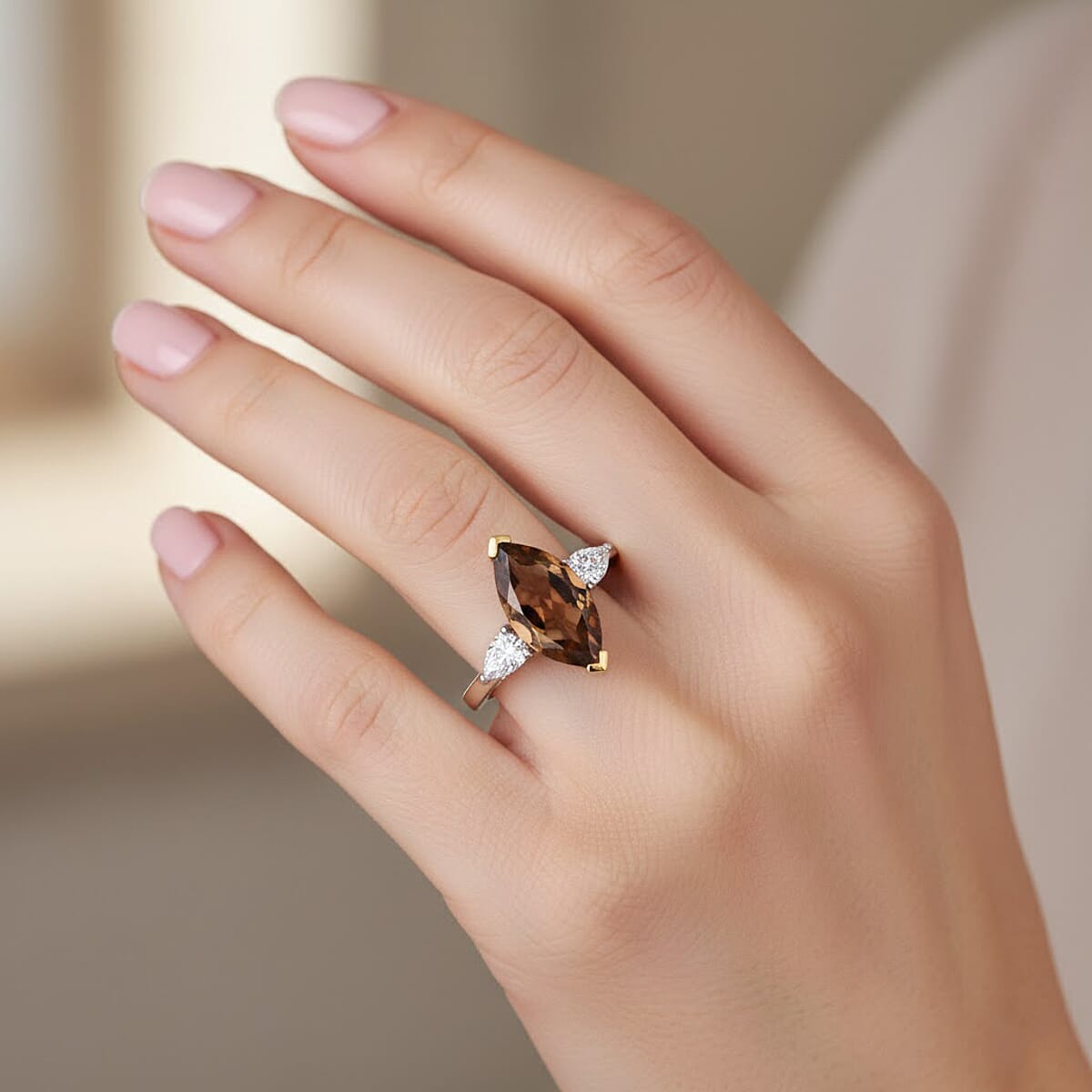 EverTrue Autumn Alexite and Moissanite 3.00 ctw Wings of Fire Ring in 18K YG Plated and Platinum Bond (Size 10.0) image number 2