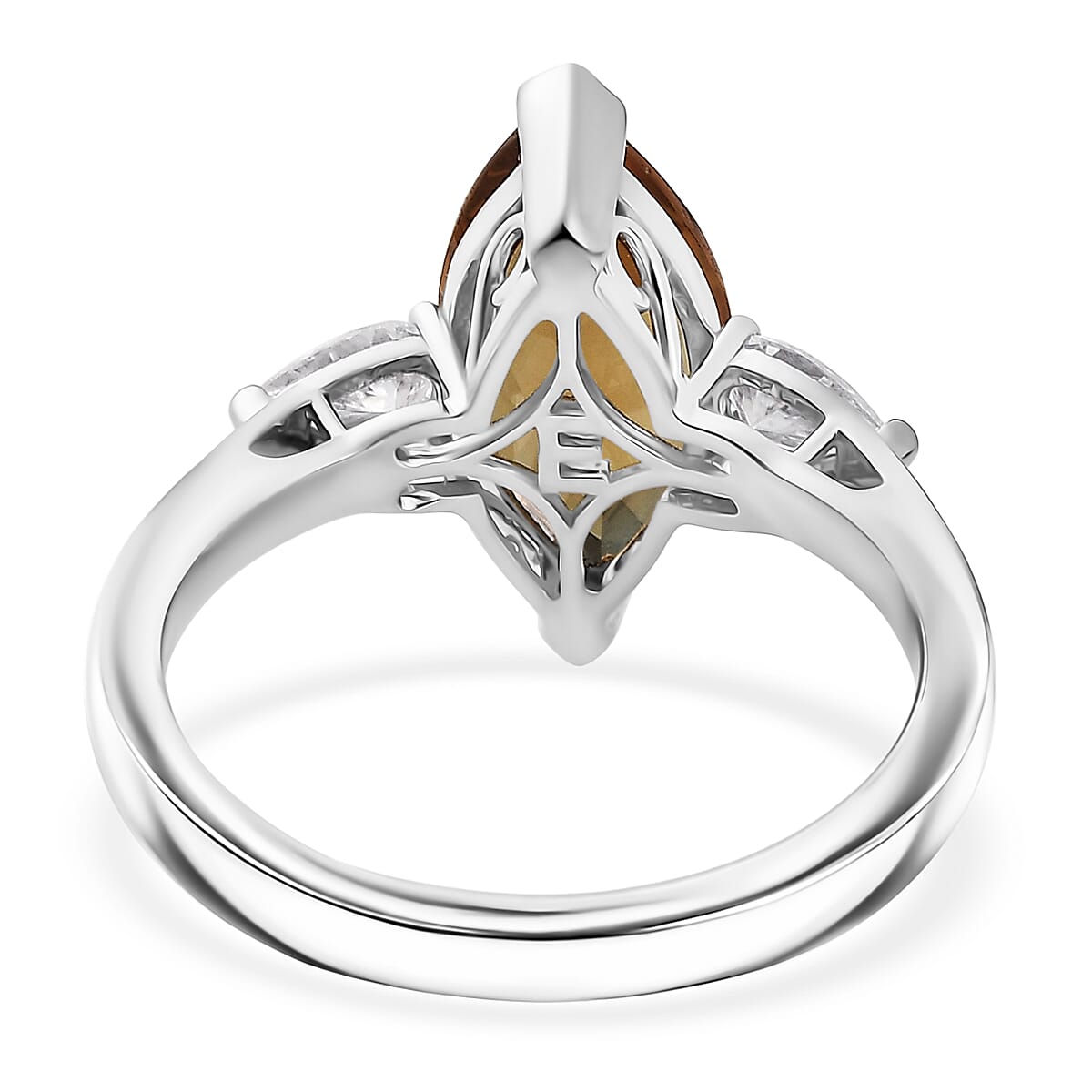 EverTrue Autumn Alexite and Moissanite 3.00 ctw Wings of Fire Ring in 18K YG Plated and Platinum Bond (Size 9.0) (Del. in 10-12 Days) image number 4