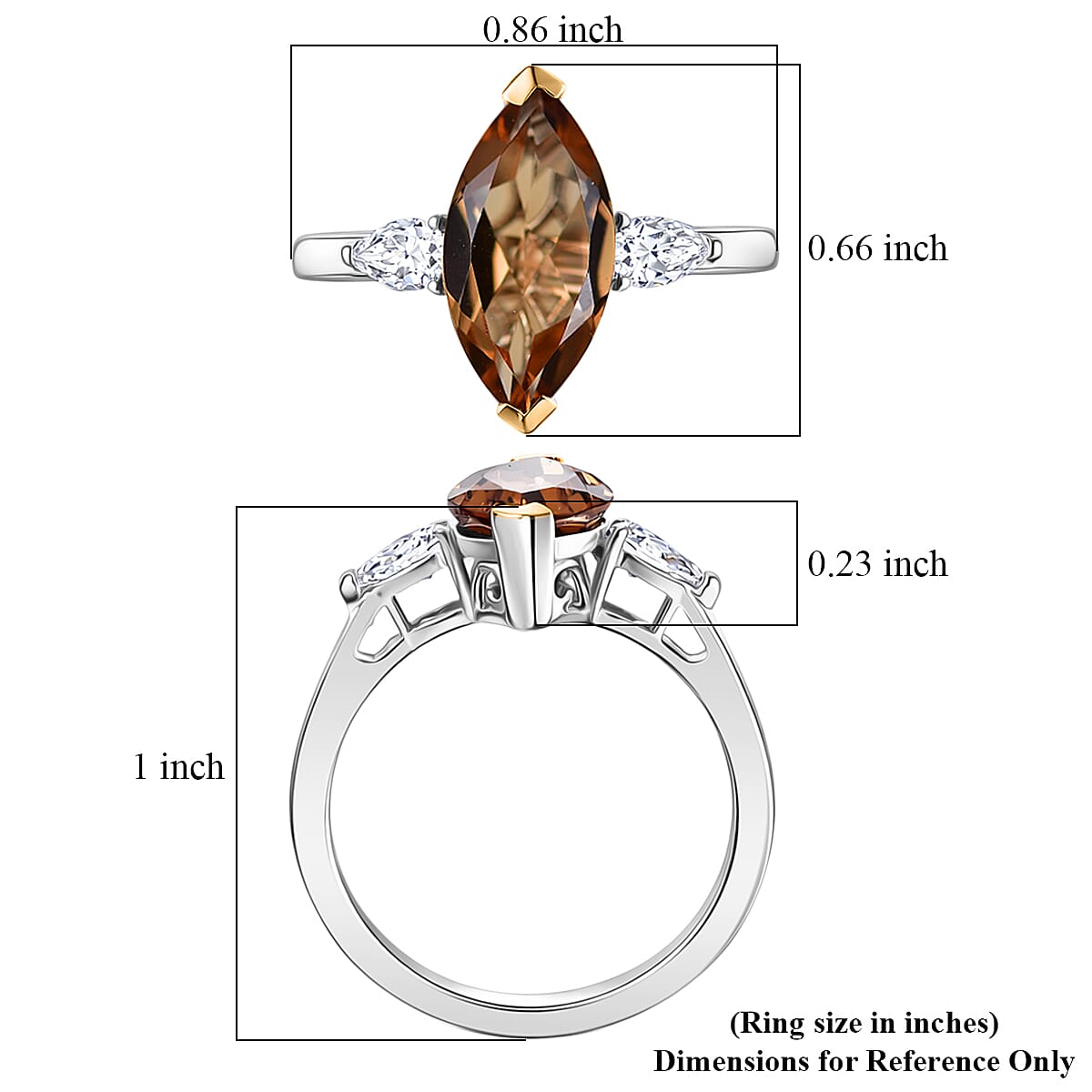 EverTrue Autumn Alexite and Moissanite 3.00 ctw Wings of Fire Ring in 18K YG Plated and Platinum Bond (Size 9.0) (Del. in 10-12 Days) image number 5