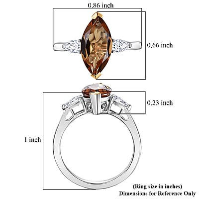 EverTrue Autumn Alexite and Moissanite 3.00 ctw Wings of Fire Ring in 18K YG Plated and Platinum Bond (Size 9.0)
