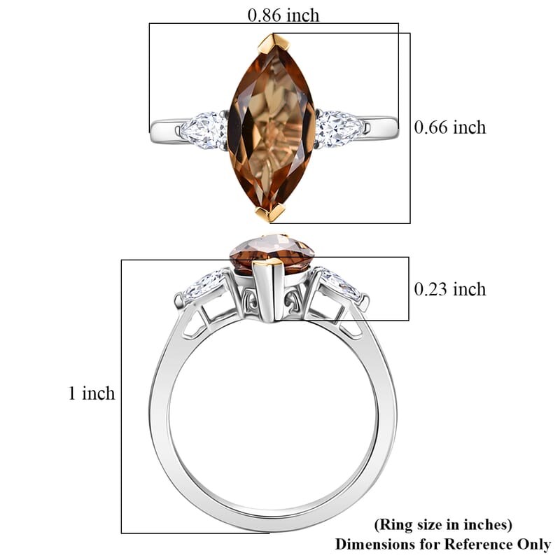 EverTrue Autumn Alexite and Moissanite 3.00 ctw Wings of Fire Ring in 18K YG Plated and Platinum Bond (Size 9.0)