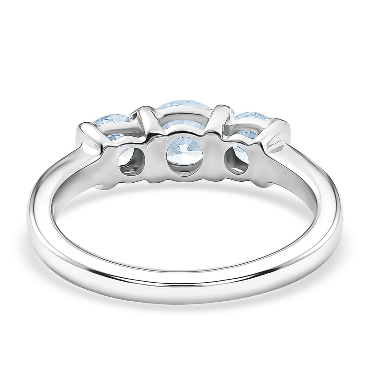 Luxuriant Lab Grown Diamond G-H SI 1.00 ctw 3 Stone Ring in Rhodium Over Sterling Silver (Size 5.0) (Del. In 10-12 Days) image number 4