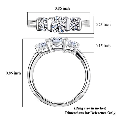 Luxuriant Lab Grown Diamond G-H SI 1.00 ctw 3 Stone Ring in Rhodium Over Sterling Silver (Size 5.0)