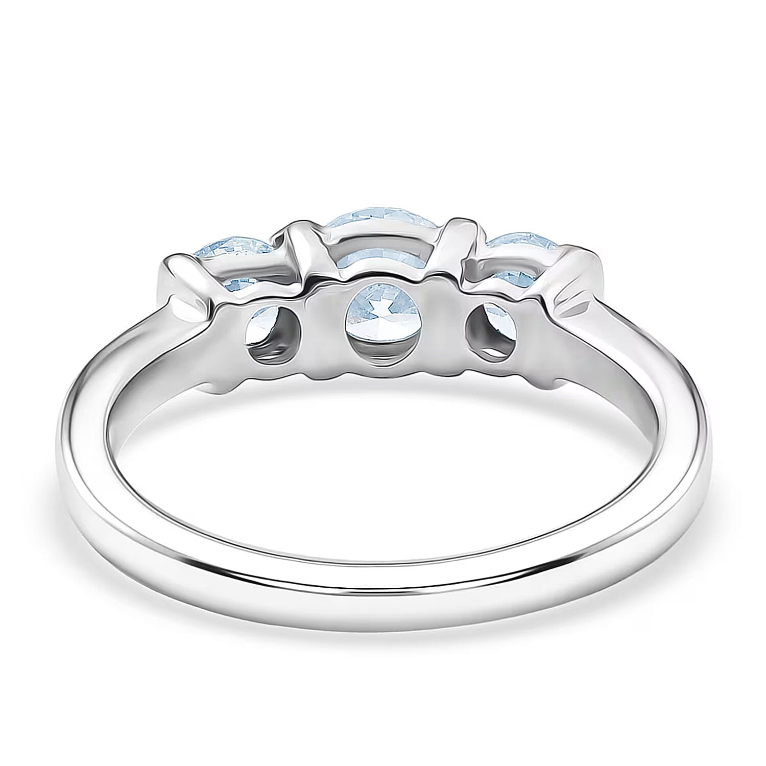 Luxuriant Lab Grown Diamond G-H SI 1.00 ctw 3 Stone Ring in Rhodium Over Sterling Silver (Size 5.0) (Del. In 10-12 Days)