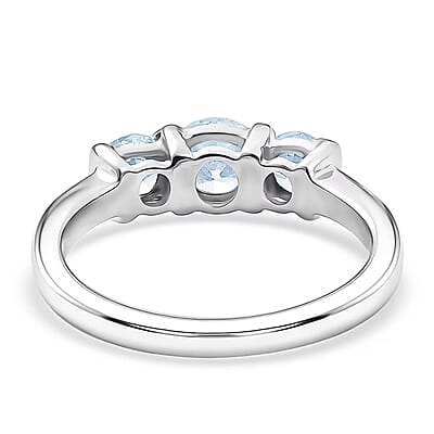 Luxuriant Lab Grown Diamond G-H SI 1.00 ctw 3 Stone Ring in Rhodium Over Sterling Silver (Size 5.0)