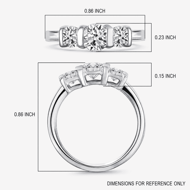 Luxuriant Lab Grown Diamond G-H SI 1.00 ctw 3 Stone Ring in Rhodium Over Sterling Silver (Size 5.0)
