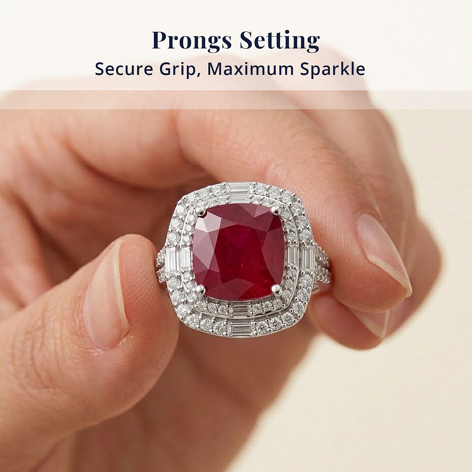 D'Joy Niassa Ruby (FF) and Moissanite 7.40 ctw Ring in Rhodium Over Sterling Silver (Size 6.0)