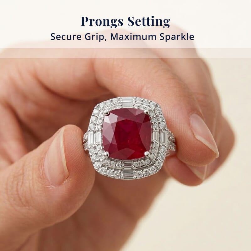 D'Joy Niassa Ruby (FF) and Moissanite 7.40 ctw Ring in Rhodium Over Sterling Silver (Size 6.0)