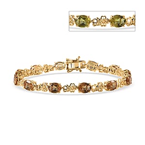 EverTrue Autumn Alexite and Brazilian Citrine 16.60 ctw Blossom Bracelet in 18K YG Plated (8.00 In)