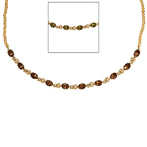EverTrue Autumn Alexite and Brazilian Citrine 30.75 ctw Blossom Necklace in 18K YG Plated 18-20 Inches 