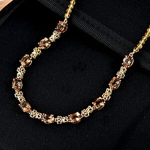 EverTrue Autumn Alexite and Brazilian Citrine 30.75 ctw Blossom Necklace in 18K YG Plated 18-20 Inches 