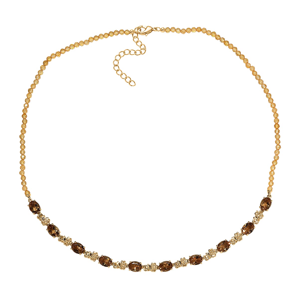 EverTrue Autumn Alexite and Brazilian Citrine 30.75 ctw Blossom Necklace in 18K YG Plated 18-20 Inches  image number 3