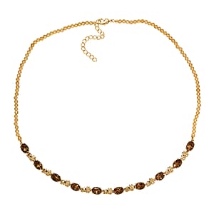 EverTrue Autumn Alexite and Brazilian Citrine 30.75 ctw Blossom Necklace in 18K YG Plated 18-20 Inches 