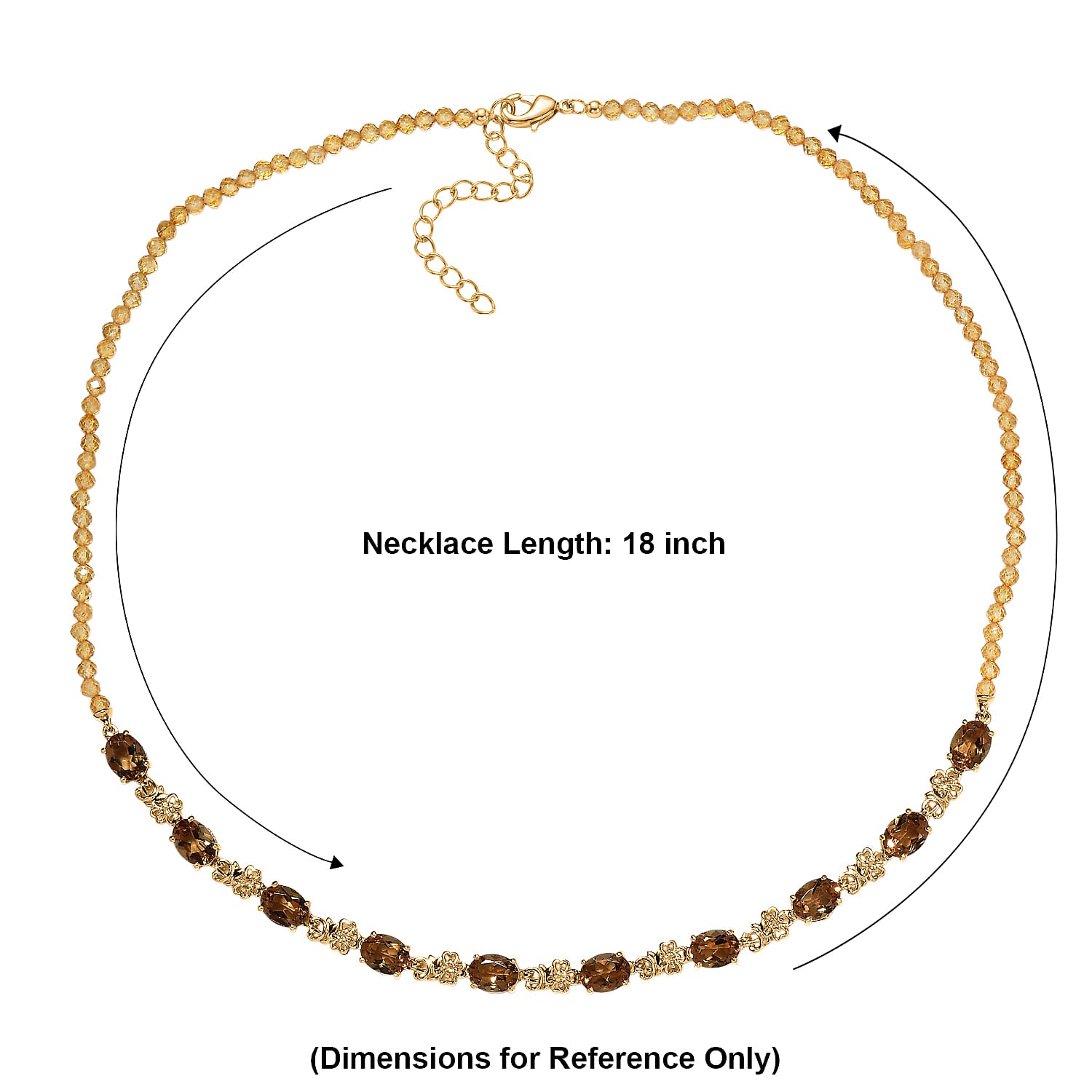 EverTrue Autumn Alexite and Brazilian Citrine 30.75 ctw Blossom Necklace in 18K YG Plated 18-20 Inches 