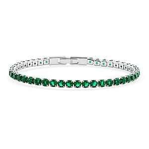 Simulated Green Diamond Bracelet in Silvertone (7.50 In)