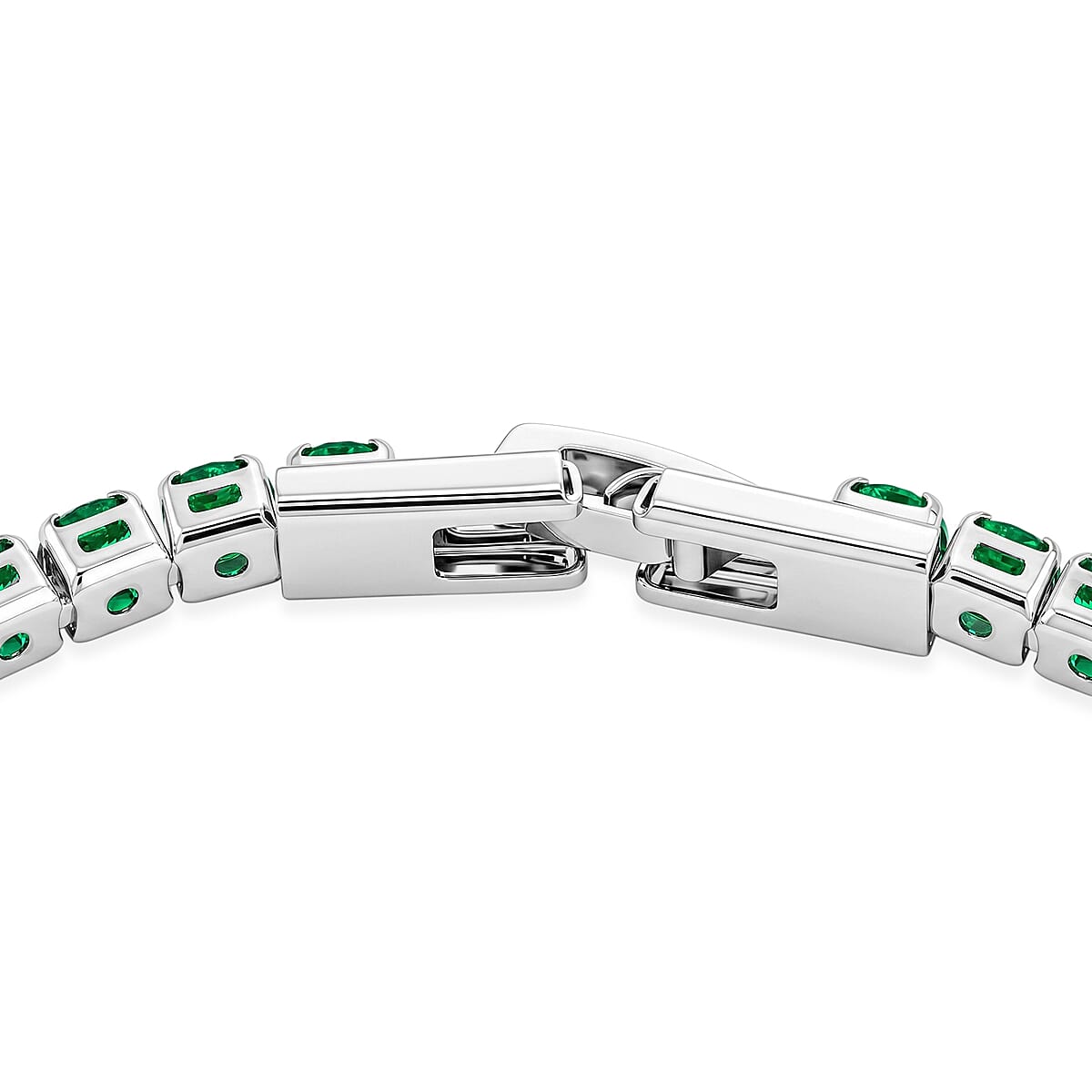 Simulated Green Diamond Bracelet in Silvertone (7.50 In) image number 3