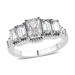 EverTrue Simulated Diamond 5 Stone Ring in Stainless Steel (Size 6.0)