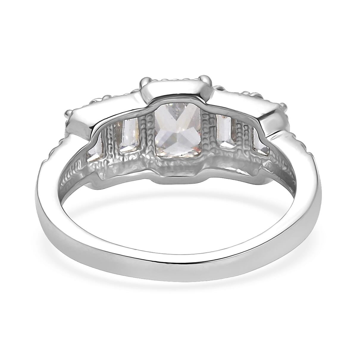EverTrue Simulated Diamond 5 Stone Ring in Stainless Steel (Size 6.0)