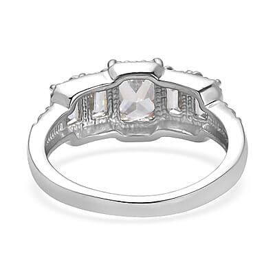 EverTrue Simulated Diamond 5 Stone Ring in Stainless Steel (Size 6.0)