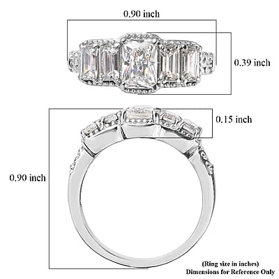 EverTrue Simulated Diamond 5 Stone Ring in Stainless Steel (Size 6.0)