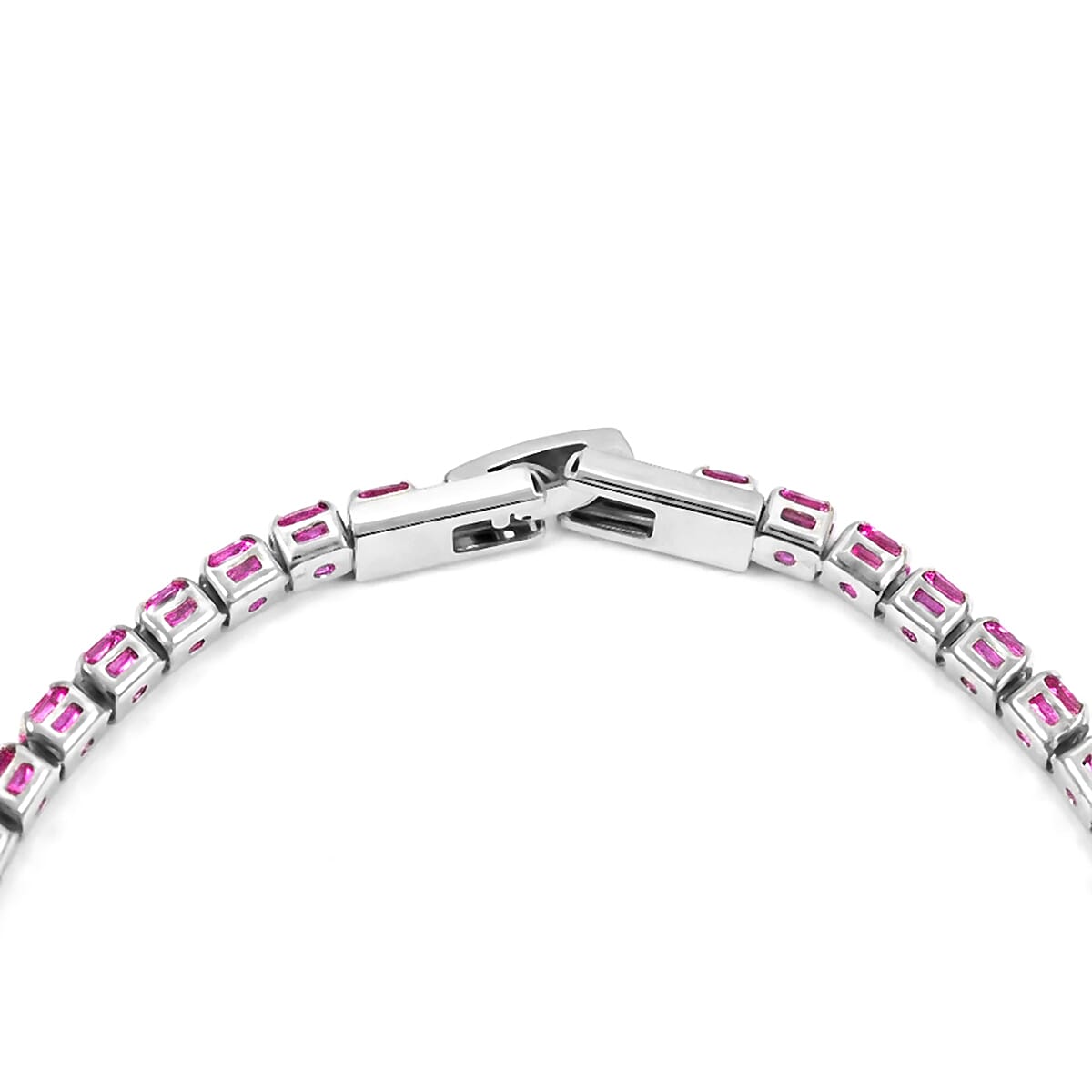 Simulated Pink Diamond Bracelet in Silvertone (7.50 In) image number 2