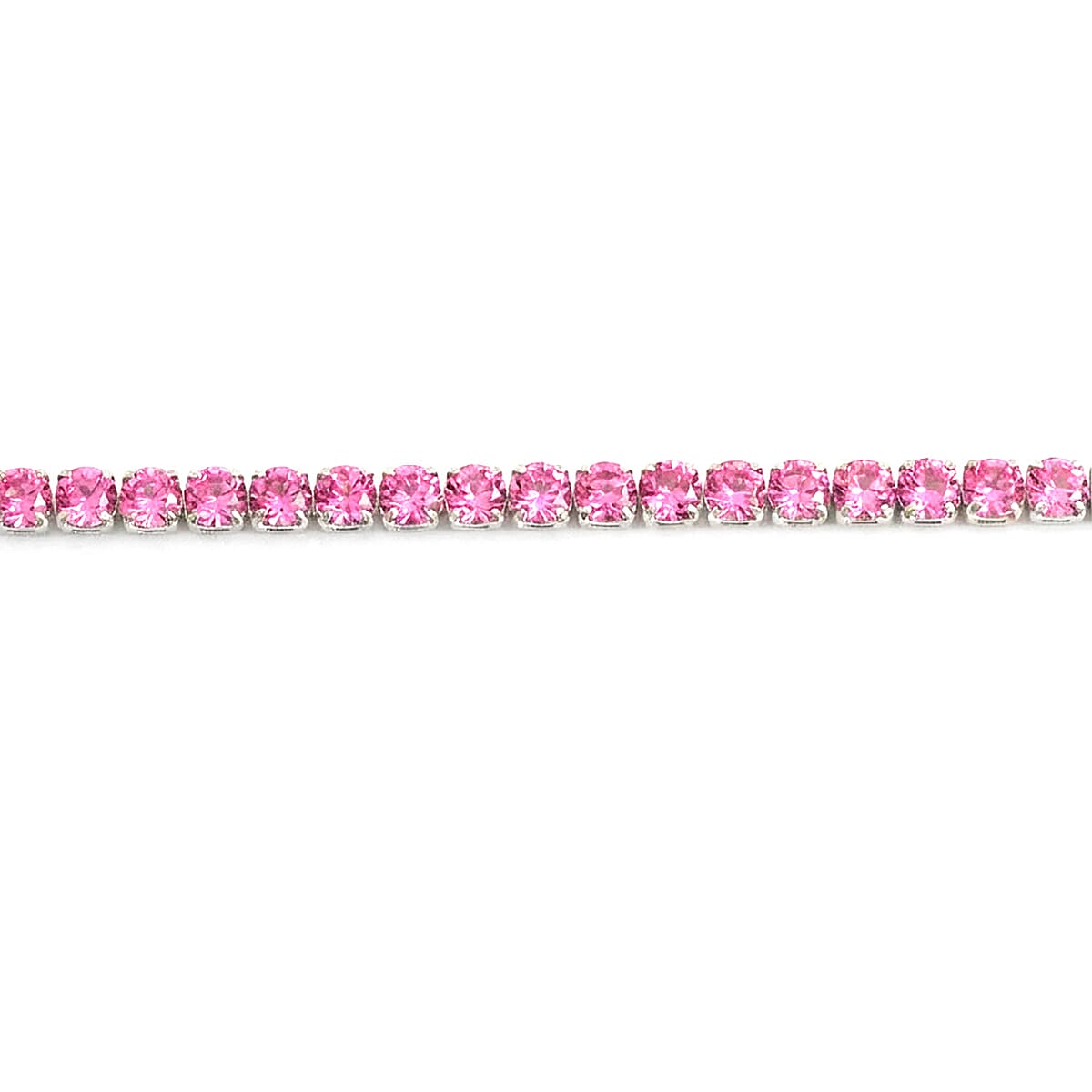 Simulated Pink Diamond Bracelet in Silvertone (7.50 In)