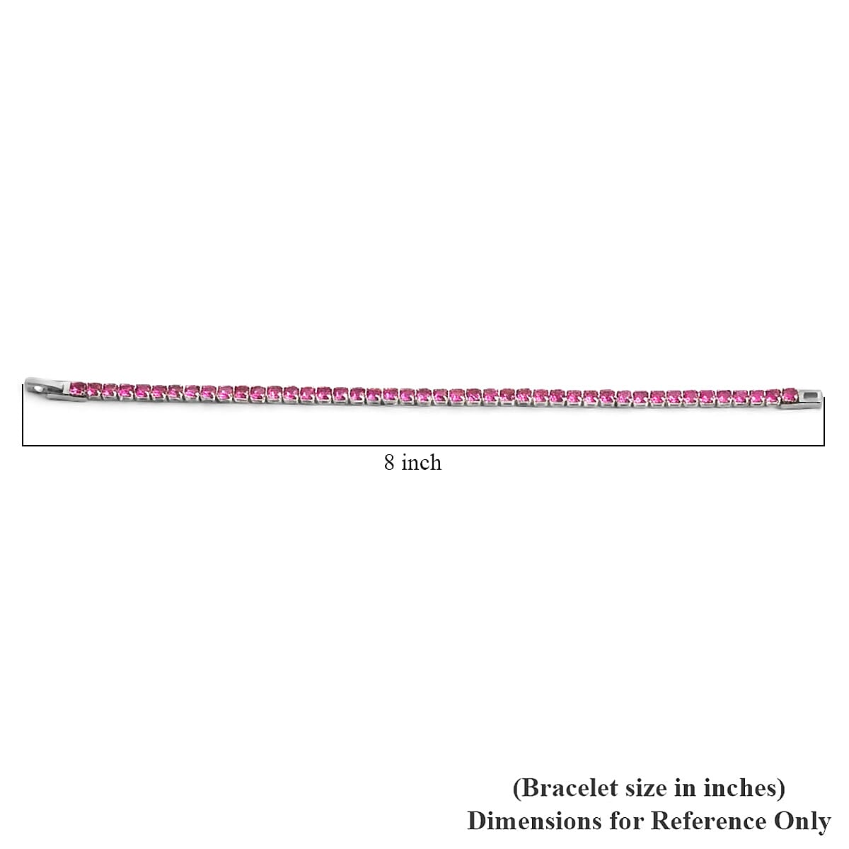 Simulated Pink Diamond Bracelet in Silvertone (7.50 In) image number 4