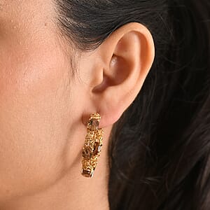 EverTrue Autumn Alexite and Brazilian Citrine 11.60 ctw Blossom Hoop Earrings in 18K YG Plated