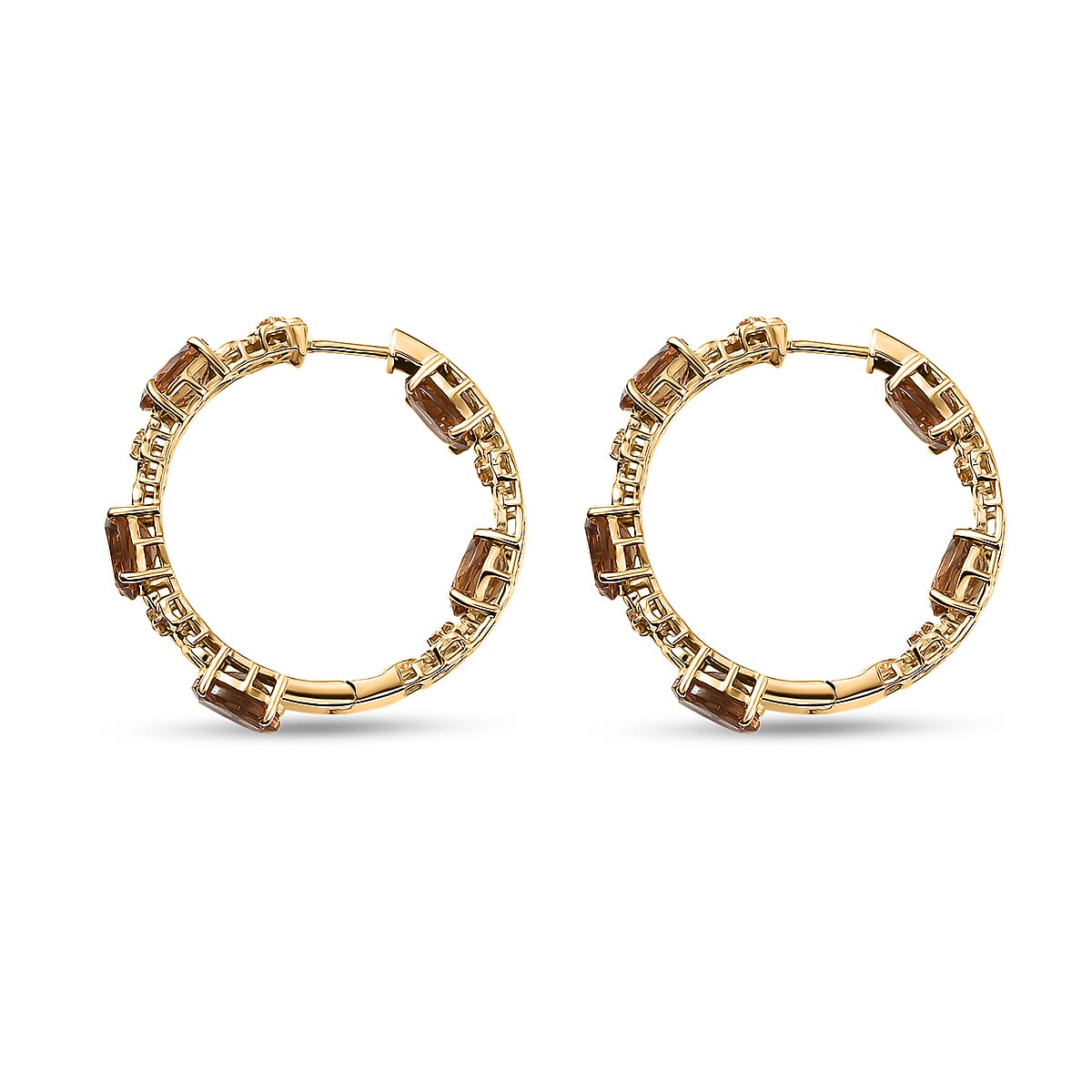 EverTrue Autumn Alexite and Brazilian Citrine 11.60 ctw Blossom Hoop Earrings in 18K YG Plated image number 3