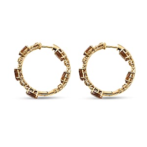 EverTrue Autumn Alexite and Brazilian Citrine 11.60 ctw Blossom Hoop Earrings in 18K YG Plated