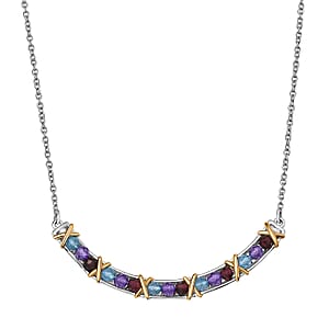 EverTrue Multi Gemstone 0.75 ctw Necklace in 18K YG Plated and Platinum Bond 18 Inches 