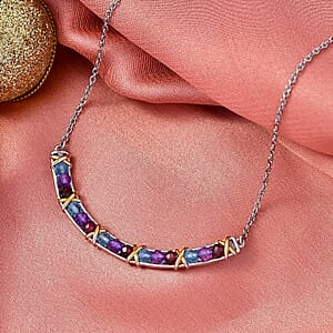EverTrue Multi Gemstone 0.75 ctw Necklace in 18K YG Plated and Platinum Bond 18 Inches 