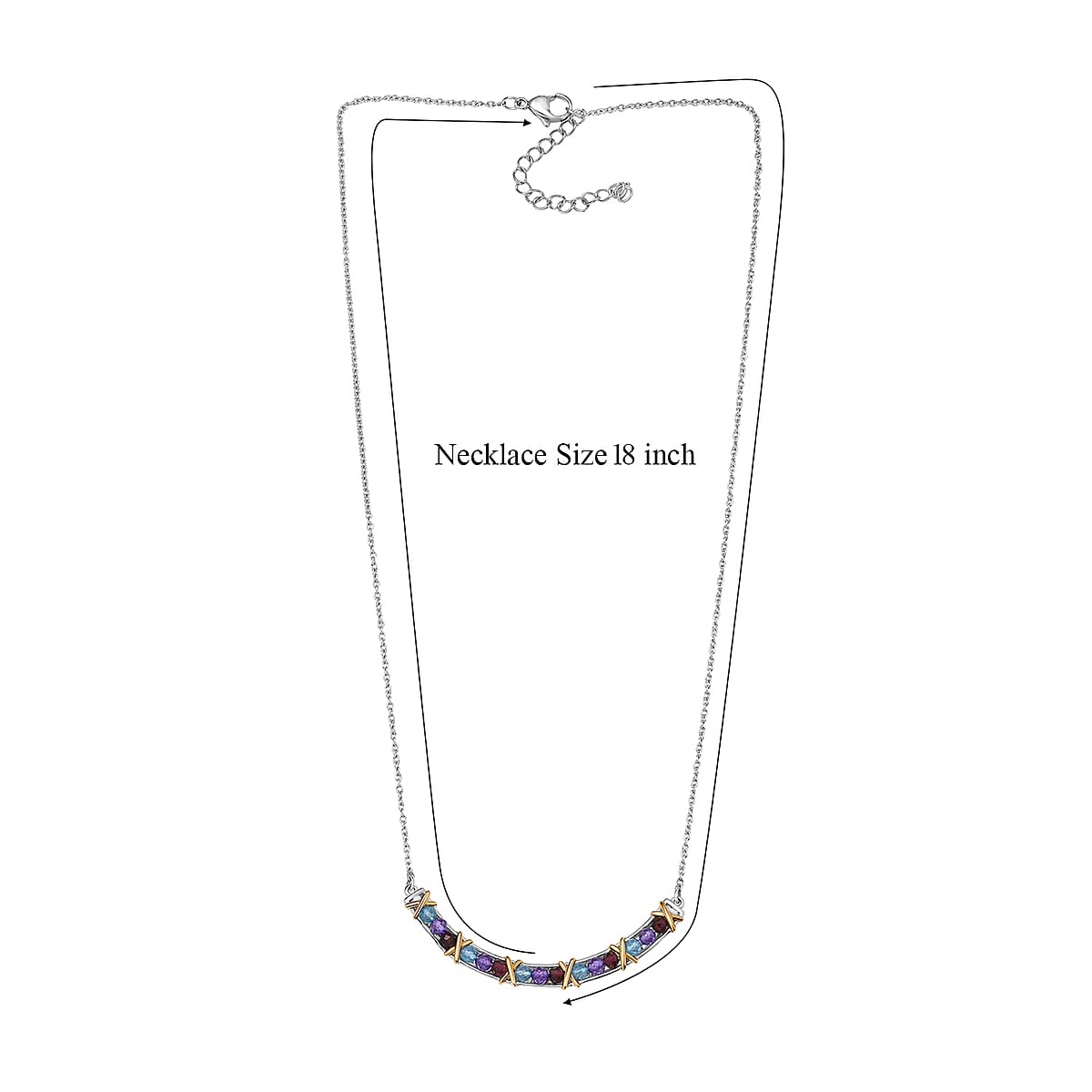 EverTrue Multi Gemstone 0.75 ctw Necklace in 18K YG Plated and Platinum Bond 18 Inches  image number 5